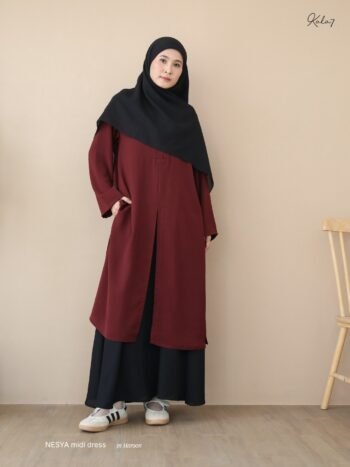 Midi Dress Nesya Maroon